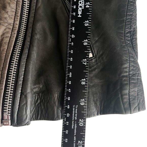 Madewell Washed Leather Moto Jacket Womens XS – Black / Charcoal Gray – NWT $498 - Picture 7 of 13